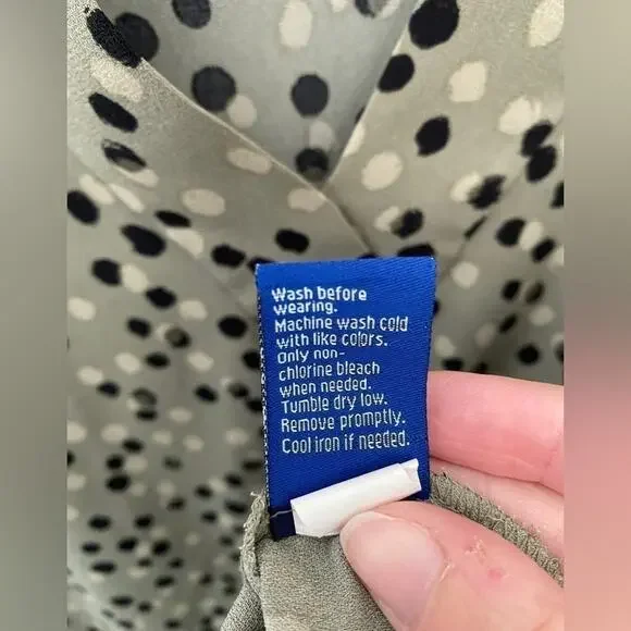 APT 9 | Olive Green Black Polka Dot Blouse | Size Medium - Picture 5 of 5